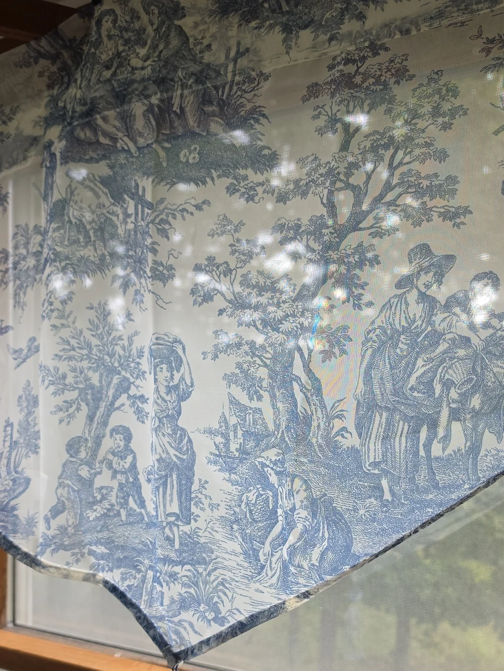 Waverly Blue Toile Valance Set Window Treatment with Tassel Classic